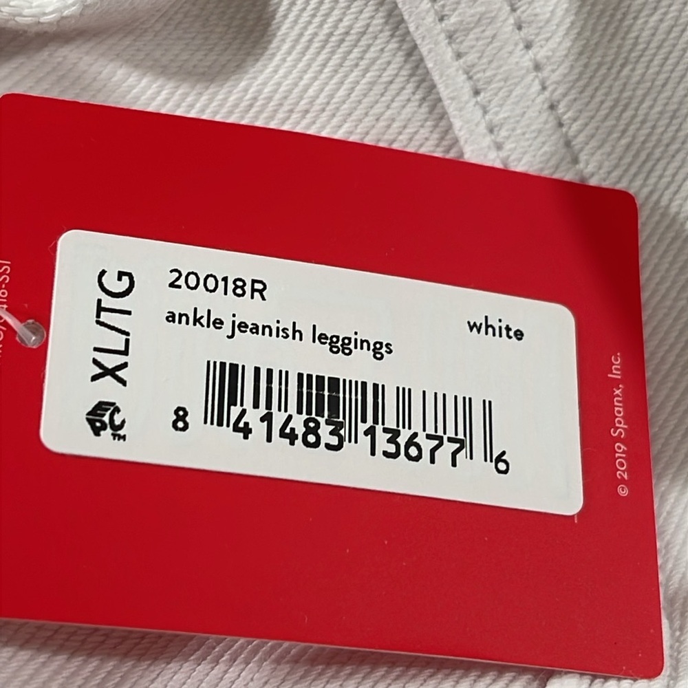 SPANX Jean-ish Ankle Leggings White Size XL Back Pockets NEW - Picture 10 of 14
